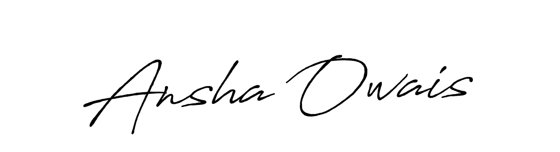 Create a beautiful signature design for name Ansha Owais. With this signature (Antro_Vectra_Bolder) fonts, you can make a handwritten signature for free. Ansha Owais signature style 7 images and pictures png