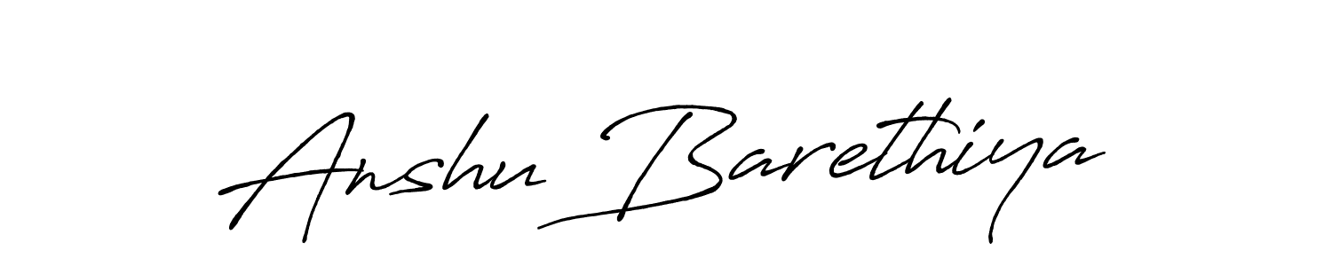 Antro_Vectra_Bolder is a professional signature style that is perfect for those who want to add a touch of class to their signature. It is also a great choice for those who want to make their signature more unique. Get Anshu Barethiya name to fancy signature for free. Anshu Barethiya signature style 7 images and pictures png