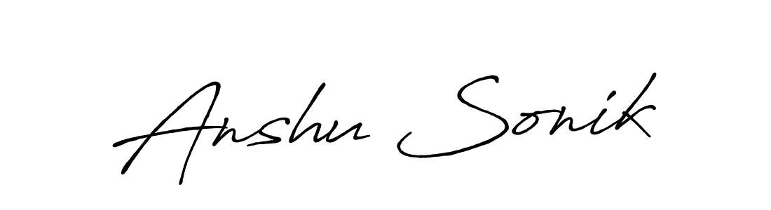 You should practise on your own different ways (Antro_Vectra_Bolder) to write your name (Anshu Sonik) in signature. don't let someone else do it for you. Anshu Sonik signature style 7 images and pictures png