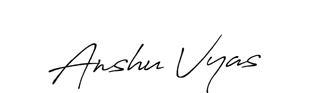 How to make Anshu Vyas name signature. Use Antro_Vectra_Bolder style for creating short signs online. This is the latest handwritten sign. Anshu Vyas signature style 7 images and pictures png