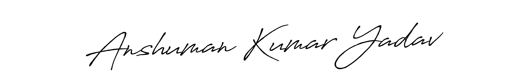 How to make Anshuman Kumar Yadav name signature. Use Antro_Vectra_Bolder style for creating short signs online. This is the latest handwritten sign. Anshuman Kumar Yadav signature style 7 images and pictures png