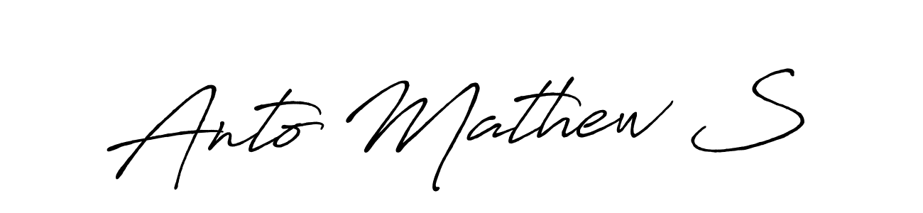 How to make Anto Mathew S name signature. Use Antro_Vectra_Bolder style for creating short signs online. This is the latest handwritten sign. Anto Mathew S signature style 7 images and pictures png