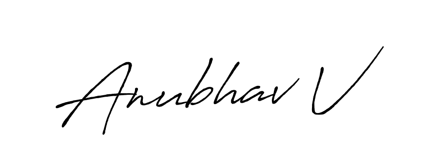 Use a signature maker to create a handwritten signature online. With this signature software, you can design (Antro_Vectra_Bolder) your own signature for name Anubhav V. Anubhav V signature style 7 images and pictures png