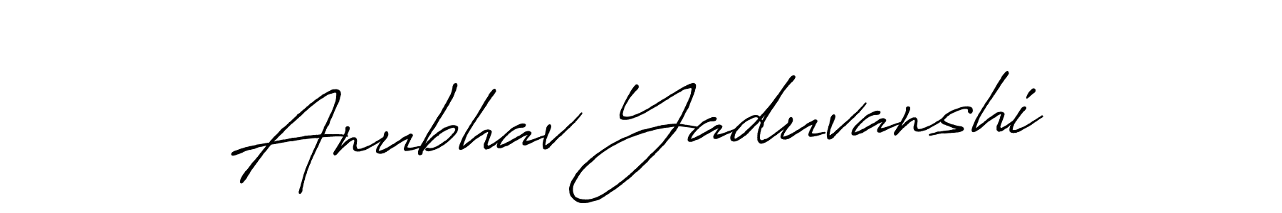 How to make Anubhav Yaduvanshi name signature. Use Antro_Vectra_Bolder style for creating short signs online. This is the latest handwritten sign. Anubhav Yaduvanshi signature style 7 images and pictures png