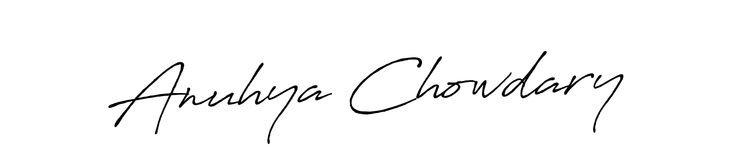 Similarly Antro_Vectra_Bolder is the best handwritten signature design. Signature creator online .You can use it as an online autograph creator for name Anuhya Chowdary. Anuhya Chowdary signature style 7 images and pictures png