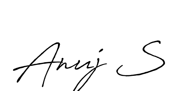 Make a beautiful signature design for name Anuj S. With this signature (Antro_Vectra_Bolder) style, you can create a handwritten signature for free. Anuj S signature style 7 images and pictures png