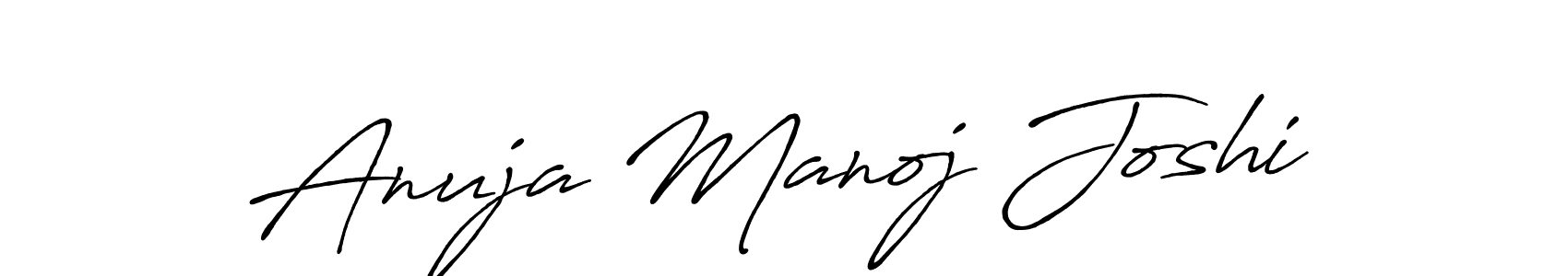 Create a beautiful signature design for name Anuja Manoj Joshi. With this signature (Antro_Vectra_Bolder) fonts, you can make a handwritten signature for free. Anuja Manoj Joshi signature style 7 images and pictures png