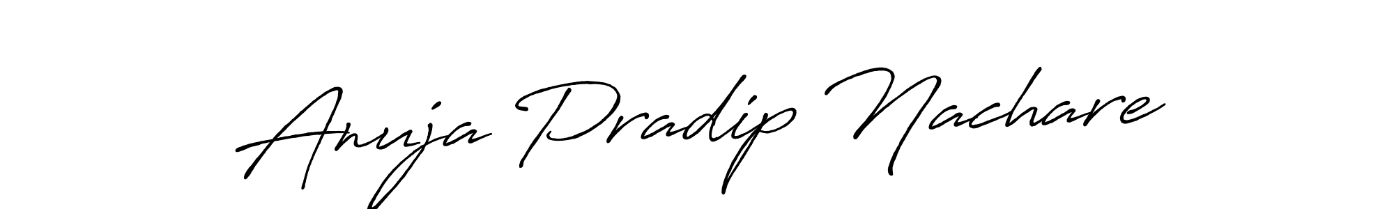 Antro_Vectra_Bolder is a professional signature style that is perfect for those who want to add a touch of class to their signature. It is also a great choice for those who want to make their signature more unique. Get Anuja Pradip Nachare name to fancy signature for free. Anuja Pradip Nachare signature style 7 images and pictures png