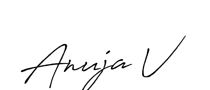 Make a beautiful signature design for name Anuja V. With this signature (Antro_Vectra_Bolder) style, you can create a handwritten signature for free. Anuja V signature style 7 images and pictures png