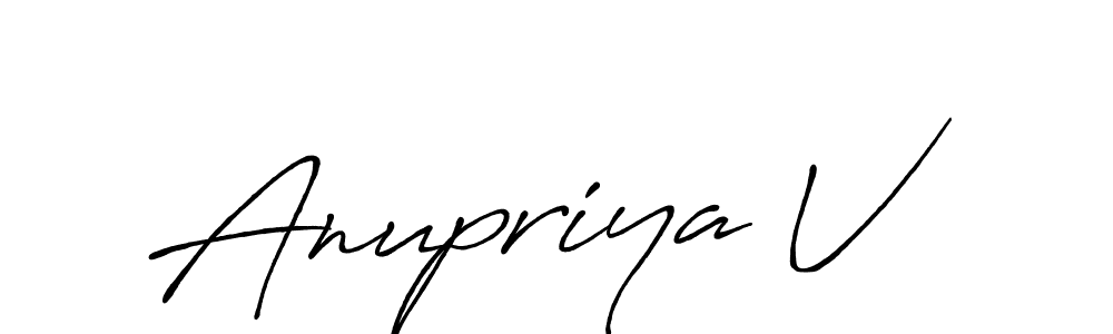 Use a signature maker to create a handwritten signature online. With this signature software, you can design (Antro_Vectra_Bolder) your own signature for name Anupriya V. Anupriya V signature style 7 images and pictures png