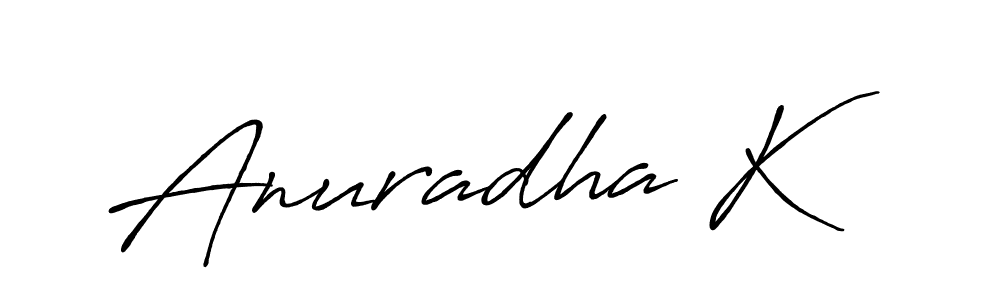 The best way (Antro_Vectra_Bolder) to make a short signature is to pick only two or three words in your name. The name Anuradha K include a total of six letters. For converting this name. Anuradha K signature style 7 images and pictures png