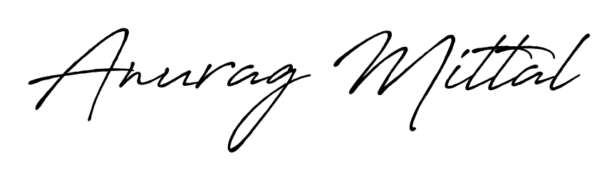 A sleek calligraphic signature for name Anurag Mittal utilizing Antro_Vectra_Bolder styling. Great for adding personal signatures to photos and art. Anurag Mittal signature style 7 images and pictures png