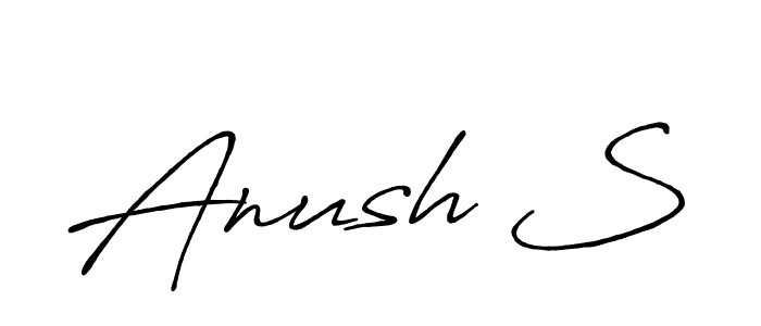 Similarly Antro_Vectra_Bolder is the best handwritten signature design. Signature creator online .You can use it as an online autograph creator for name Anush S. Anush S signature style 7 images and pictures png