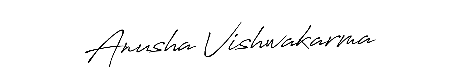 Antro_Vectra_Bolder is a professional signature style that is perfect for those who want to add a touch of class to their signature. It is also a great choice for those who want to make their signature more unique. Get Anusha Vishwakarma name to fancy signature for free. Anusha Vishwakarma signature style 7 images and pictures png