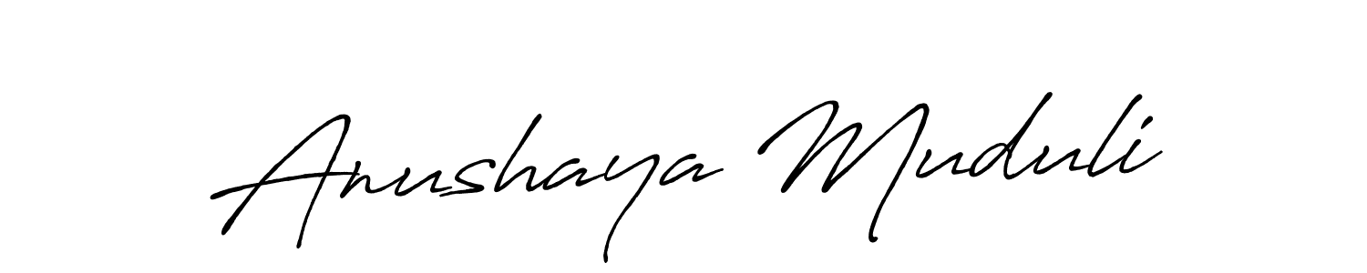 Make a short Anushaya Muduli signature style. Manage your documents anywhere anytime using Antro_Vectra_Bolder. Create and add eSignatures, submit forms, share and send files easily. Anushaya Muduli signature style 7 images and pictures png