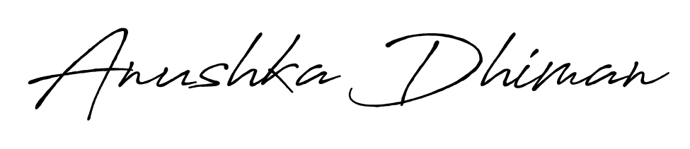 Get an exclusive digital autograph for Anushka Dhiman. The Antro_Vectra_Bolder typeface captures the charm of real penmanship on paper. Anushka Dhiman signature style 7 images and pictures png