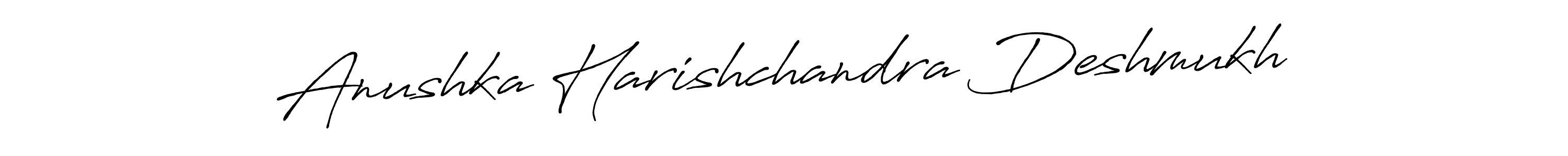 The best way (Antro_Vectra_Bolder) to make a short signature is to pick only two or three words in your name. The name Anushka Harishchandra Deshmukh include a total of six letters. For converting this name. Anushka Harishchandra Deshmukh signature style 7 images and pictures png