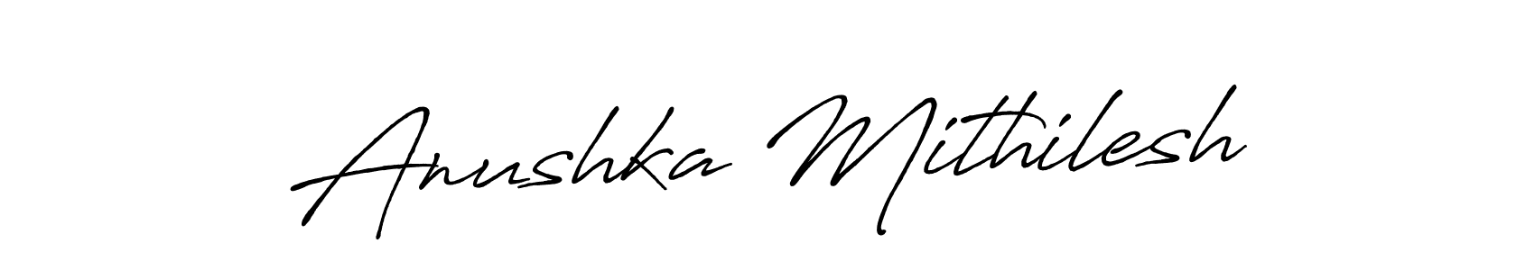 Anushka Mithilesh stylish signature style. Best Handwritten Sign (Antro_Vectra_Bolder) for my name. Handwritten Signature Collection Ideas for my name Anushka Mithilesh. Anushka Mithilesh signature style 7 images and pictures png