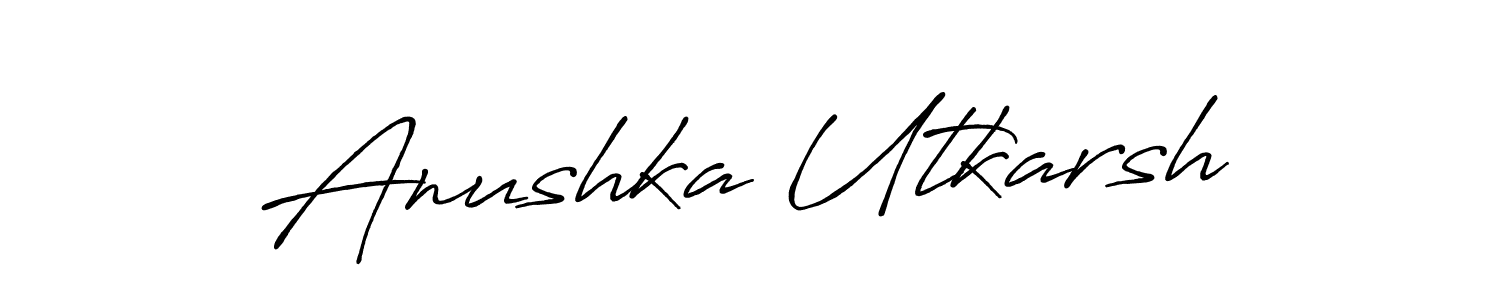 This is the best signature style for the Anushka Utkarsh name. Also you like these signature font (Antro_Vectra_Bolder). Mix name signature. Anushka Utkarsh signature style 7 images and pictures png