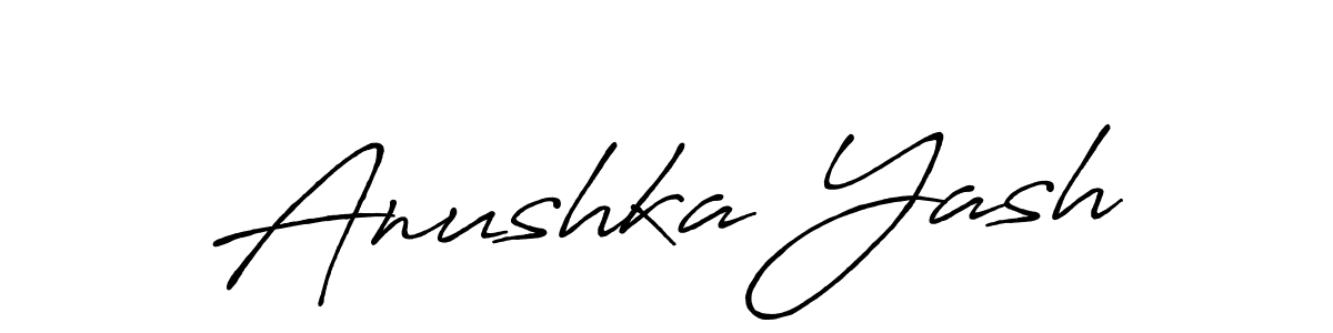 How to make Anushka Yash name signature. Use Antro_Vectra_Bolder style for creating short signs online. This is the latest handwritten sign. Anushka Yash signature style 7 images and pictures png