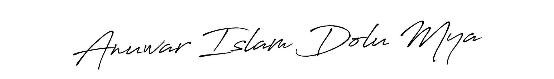 How to make Anuwar Islam Dolu Mya name signature. Use Antro_Vectra_Bolder style for creating short signs online. This is the latest handwritten sign. Anuwar Islam Dolu Mya signature style 7 images and pictures png