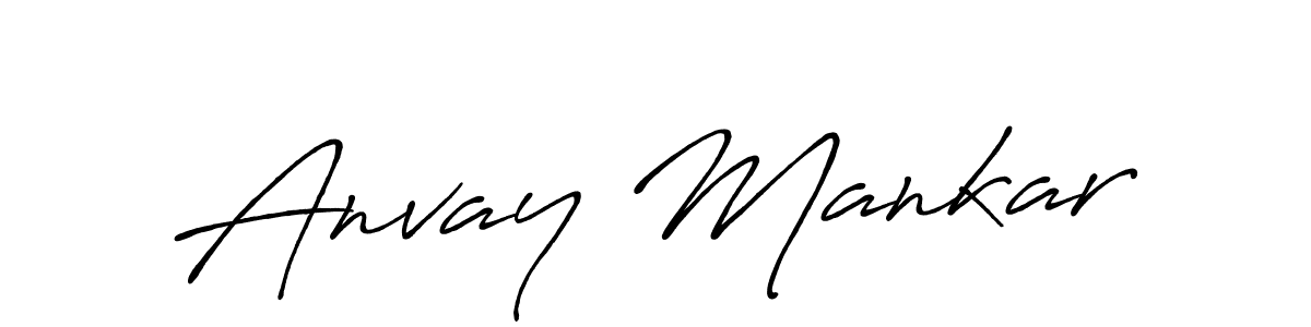 The best way (Antro_Vectra_Bolder) to make a short signature is to pick only two or three words in your name. The name Anvay Mankar include a total of six letters. For converting this name. Anvay Mankar signature style 7 images and pictures png
