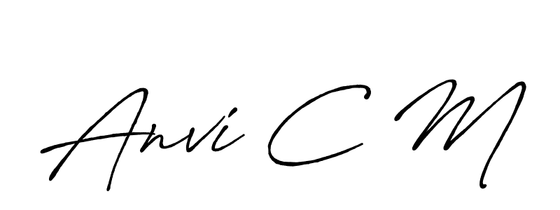 Anvi C M stylish signature style. Best Handwritten Sign (Antro_Vectra_Bolder) for my name. Handwritten Signature Collection Ideas for my name Anvi C M. Anvi C M signature style 7 images and pictures png