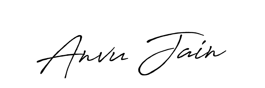 Make a beautiful signature design for name Anvu Jain. With this signature (Antro_Vectra_Bolder) style, you can create a handwritten signature for free. Anvu Jain signature style 7 images and pictures png