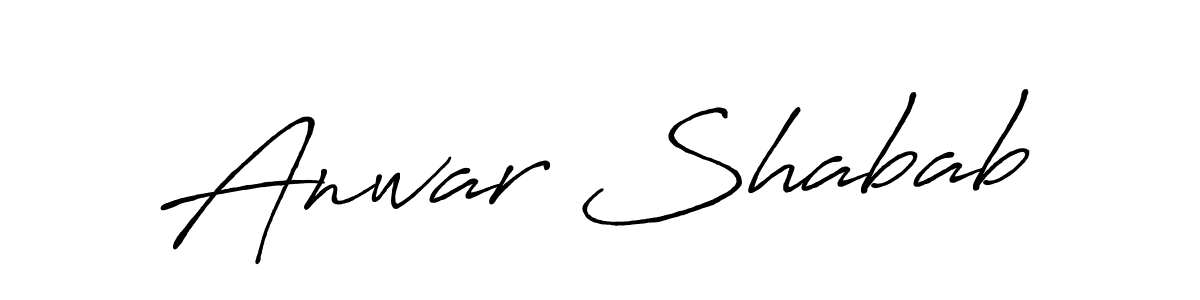 How to make Anwar Shabab name signature. Use Antro_Vectra_Bolder style for creating short signs online. This is the latest handwritten sign. Anwar Shabab signature style 7 images and pictures png