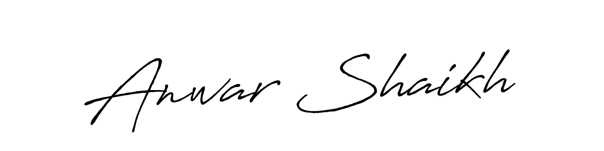 Make a beautiful signature design for name Anwar Shaikh. With this signature (Antro_Vectra_Bolder) style, you can create a handwritten signature for free. Anwar Shaikh signature style 7 images and pictures png