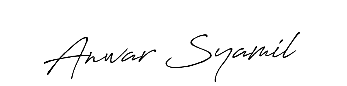 The best way (Antro_Vectra_Bolder) to make a short signature is to pick only two or three words in your name. The name Anwar Syamil include a total of six letters. For converting this name. Anwar Syamil signature style 7 images and pictures png