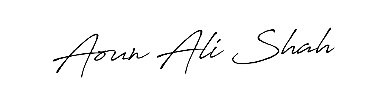 Antro_Vectra_Bolder is a professional signature style that is perfect for those who want to add a touch of class to their signature. It is also a great choice for those who want to make their signature more unique. Get Aoun Ali Shah name to fancy signature for free. Aoun Ali Shah signature style 7 images and pictures png