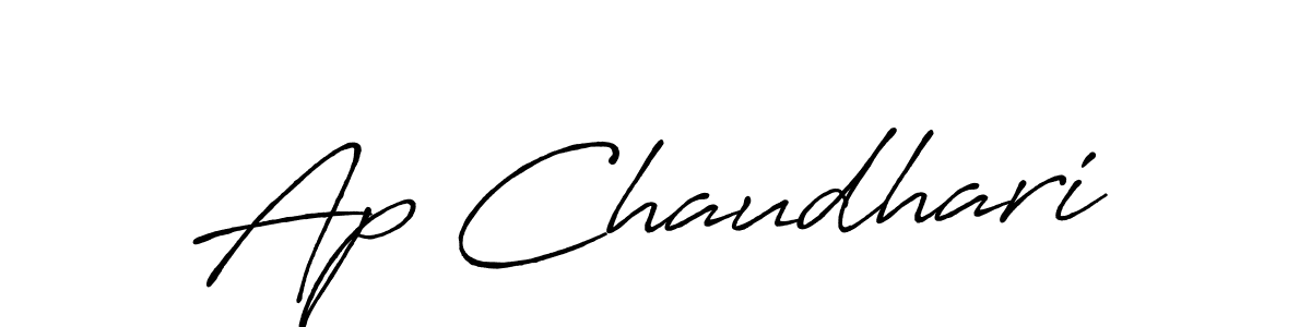 How to make Ap Chaudhari name signature. Use Antro_Vectra_Bolder style for creating short signs online. This is the latest handwritten sign. Ap Chaudhari signature style 7 images and pictures png