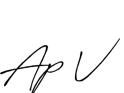 Design your own signature with our free online signature maker. With this signature software, you can create a handwritten (Antro_Vectra_Bolder) signature for name Ap V. Ap V signature style 7 images and pictures png