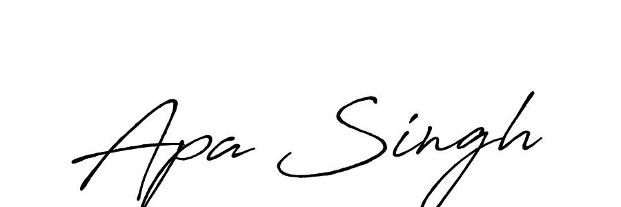 The best way (Antro_Vectra_Bolder) to make a short signature is to pick only two or three words in your name. The name Apa Singh include a total of six letters. For converting this name. Apa Singh signature style 7 images and pictures png