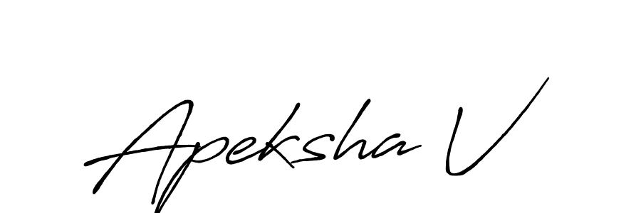 How to make Apeksha V name signature. Use Antro_Vectra_Bolder style for creating short signs online. This is the latest handwritten sign. Apeksha V signature style 7 images and pictures png