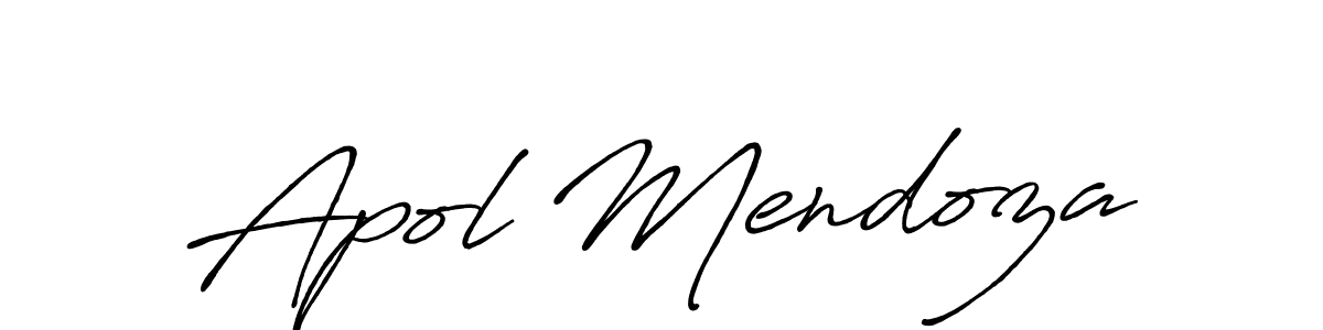 Create a beautiful signature design for name Apol Mendoza. With this signature (Antro_Vectra_Bolder) fonts, you can make a handwritten signature for free. Apol Mendoza signature style 7 images and pictures png