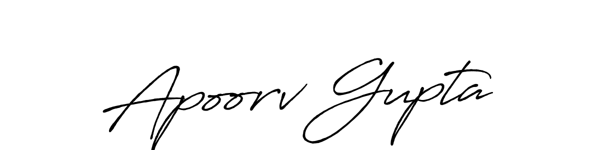 Make a beautiful signature design for name Apoorv Gupta. With this signature (Antro_Vectra_Bolder) style, you can create a handwritten signature for free. Apoorv Gupta signature style 7 images and pictures png