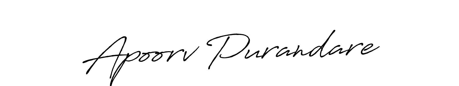 Make a beautiful signature design for name Apoorv Purandare. With this signature (Antro_Vectra_Bolder) style, you can create a handwritten signature for free. Apoorv Purandare signature style 7 images and pictures png