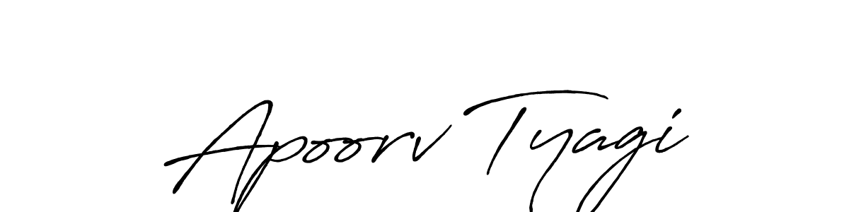The best way (Antro_Vectra_Bolder) to make a short signature is to pick only two or three words in your name. The name Apoorv Tyagi include a total of six letters. For converting this name. Apoorv Tyagi signature style 7 images and pictures png