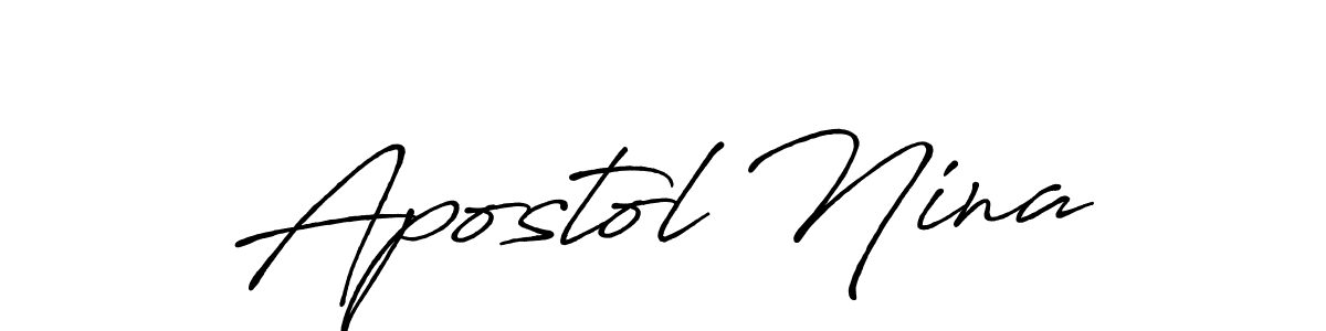 The best way (Antro_Vectra_Bolder) to make a short signature is to pick only two or three words in your name. The name Apostol Nina include a total of six letters. For converting this name. Apostol Nina signature style 7 images and pictures png