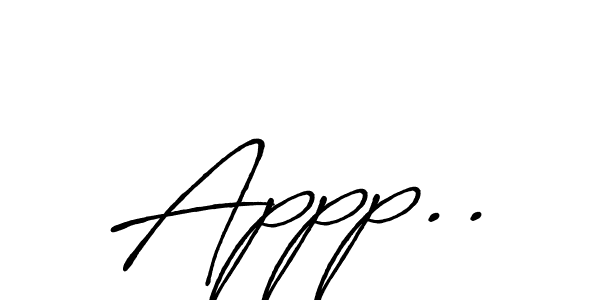 The best way (Antro_Vectra_Bolder) to make a short signature is to pick only two or three words in your name. The name Appp.. include a total of six letters. For converting this name. Appp.. signature style 7 images and pictures png