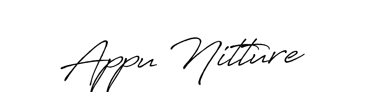 Use a signature maker to create a handwritten signature online. With this signature software, you can design (Antro_Vectra_Bolder) your own signature for name Appu Nitture. Appu Nitture signature style 7 images and pictures png