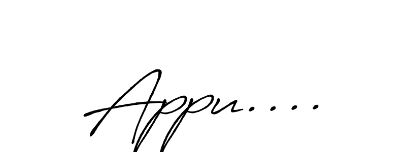 Create a beautiful signature design for name Appu..... With this signature (Antro_Vectra_Bolder) fonts, you can make a handwritten signature for free. Appu.... signature style 7 images and pictures png