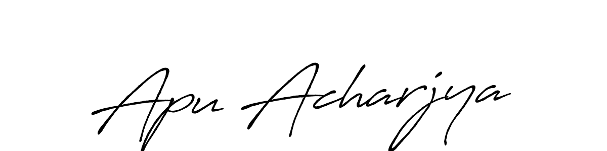 Use a signature maker to create a handwritten signature online. With this signature software, you can design (Antro_Vectra_Bolder) your own signature for name Apu Acharjya. Apu Acharjya signature style 7 images and pictures png