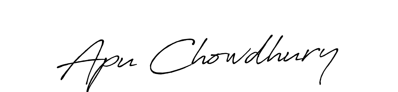 How to make Apu Chowdhury name signature. Use Antro_Vectra_Bolder style for creating short signs online. This is the latest handwritten sign. Apu Chowdhury signature style 7 images and pictures png