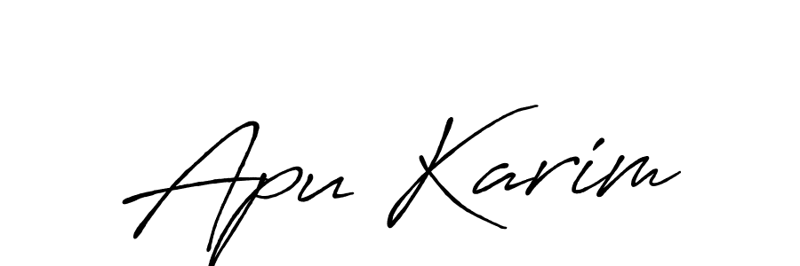 Make a beautiful signature design for name Apu Karim. With this signature (Antro_Vectra_Bolder) style, you can create a handwritten signature for free. Apu Karim signature style 7 images and pictures png