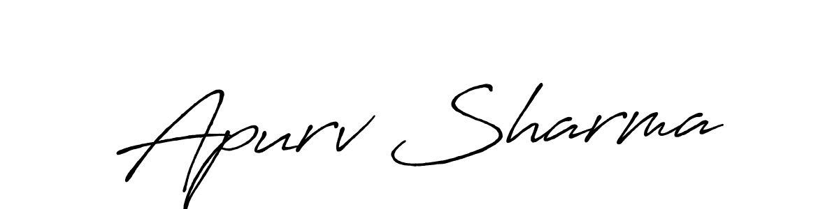 Make a beautiful signature design for name Apurv Sharma. With this signature (Antro_Vectra_Bolder) style, you can create a handwritten signature for free. Apurv Sharma signature style 7 images and pictures png