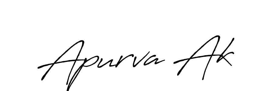Create a beautiful signature design for name Apurva Ak. With this signature (Antro_Vectra_Bolder) fonts, you can make a handwritten signature for free. Apurva Ak signature style 7 images and pictures png