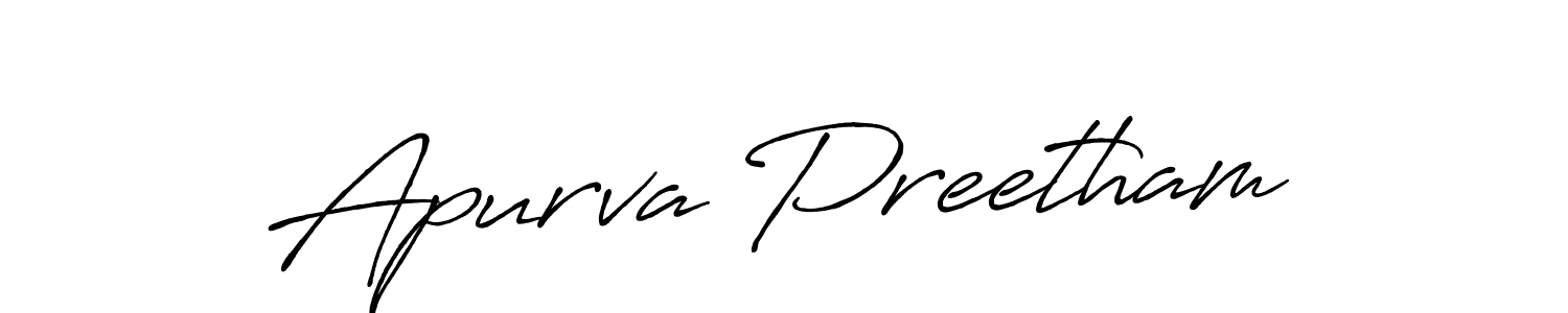 Create a beautiful signature design for name Apurva Preetham. With this signature (Antro_Vectra_Bolder) fonts, you can make a handwritten signature for free. Apurva Preetham signature style 7 images and pictures png